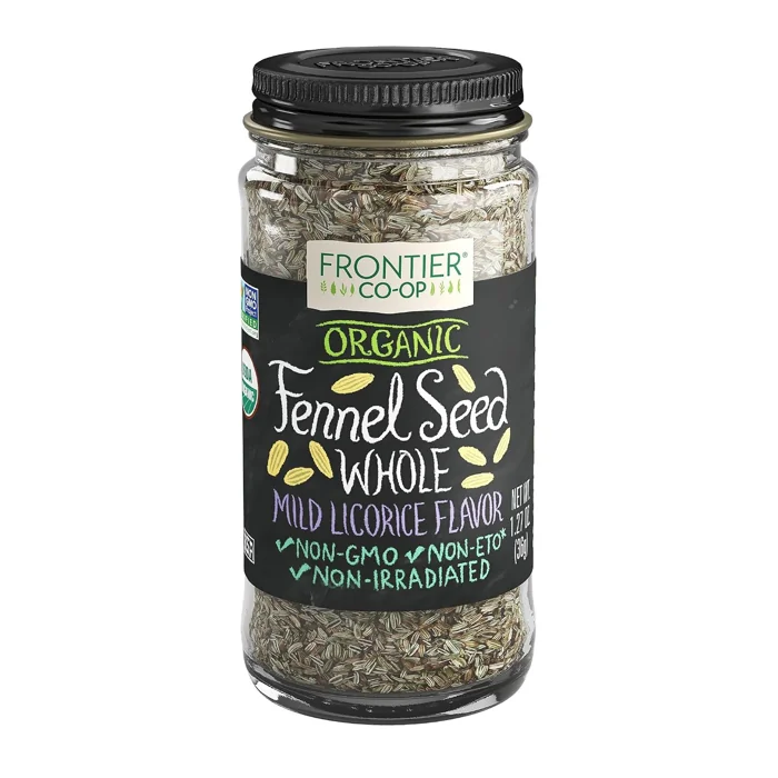 Frontier Co-op Organic Whole Fennel Seed, glass jar