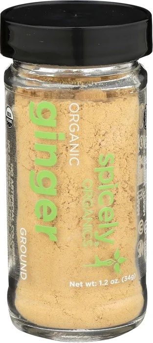Spicely Organic Ground Ginger, glass jar