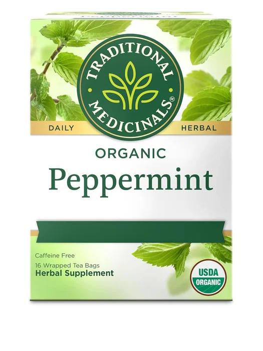 Traditional Medicinals Organic Peppermint herbal tea, box of wrapped tea bags